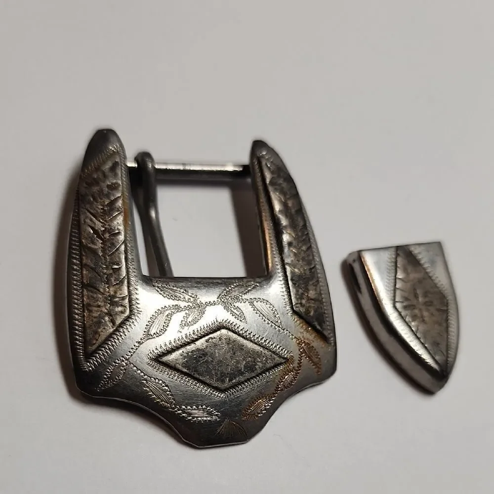 Vintage Silver Tone Buckle Set